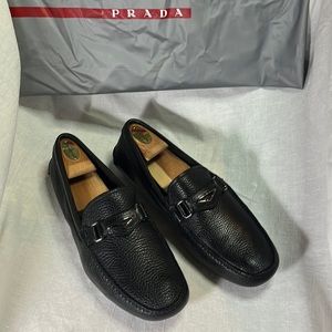 MENS PRADA BLACK DRIVING LOAFERS SIZE 8.5